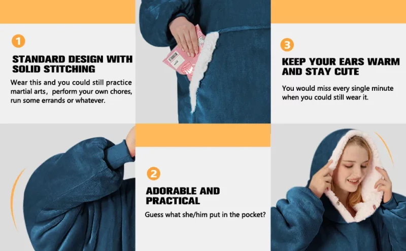 UooneeQ™ Wearable Blanket Hoodie - Image 9