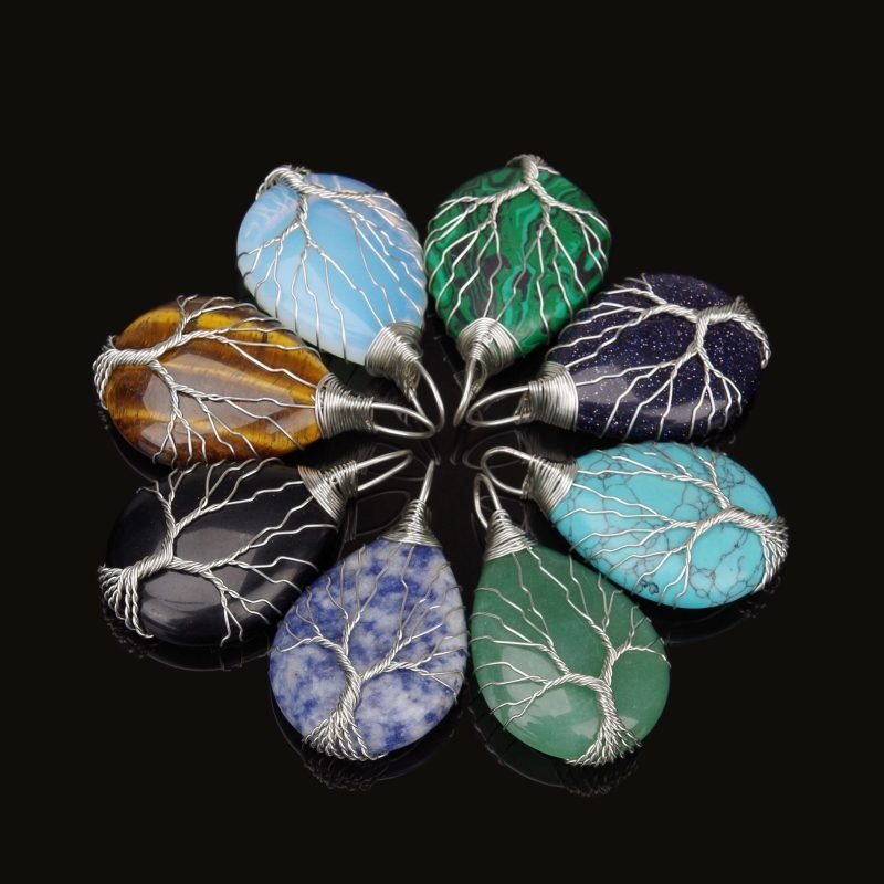 UooneeQ™ Tree of Life Hand Wrapped Sea Abalone Shell Earrings and Necklace - Image 2