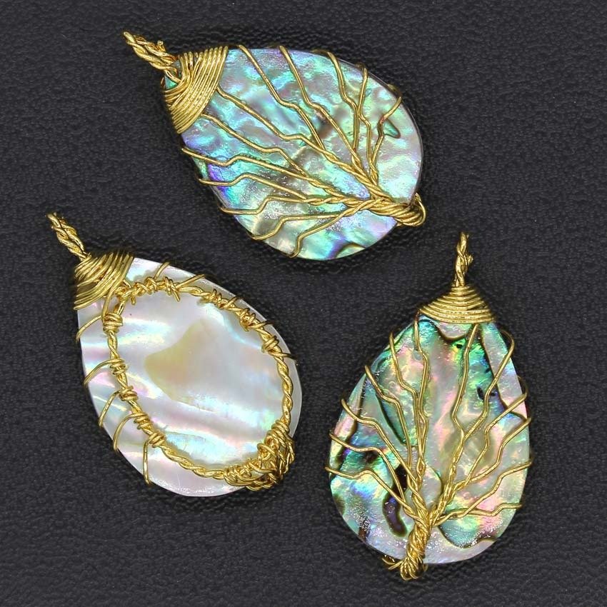 UooneeQ™ Tree of Life Hand Wrapped Sea Abalone Shell Earrings and Necklace 12 | UooneeQ™ Technologies Tree of Life Hand Wrapped Sea Abalone Shell Earrings (177)