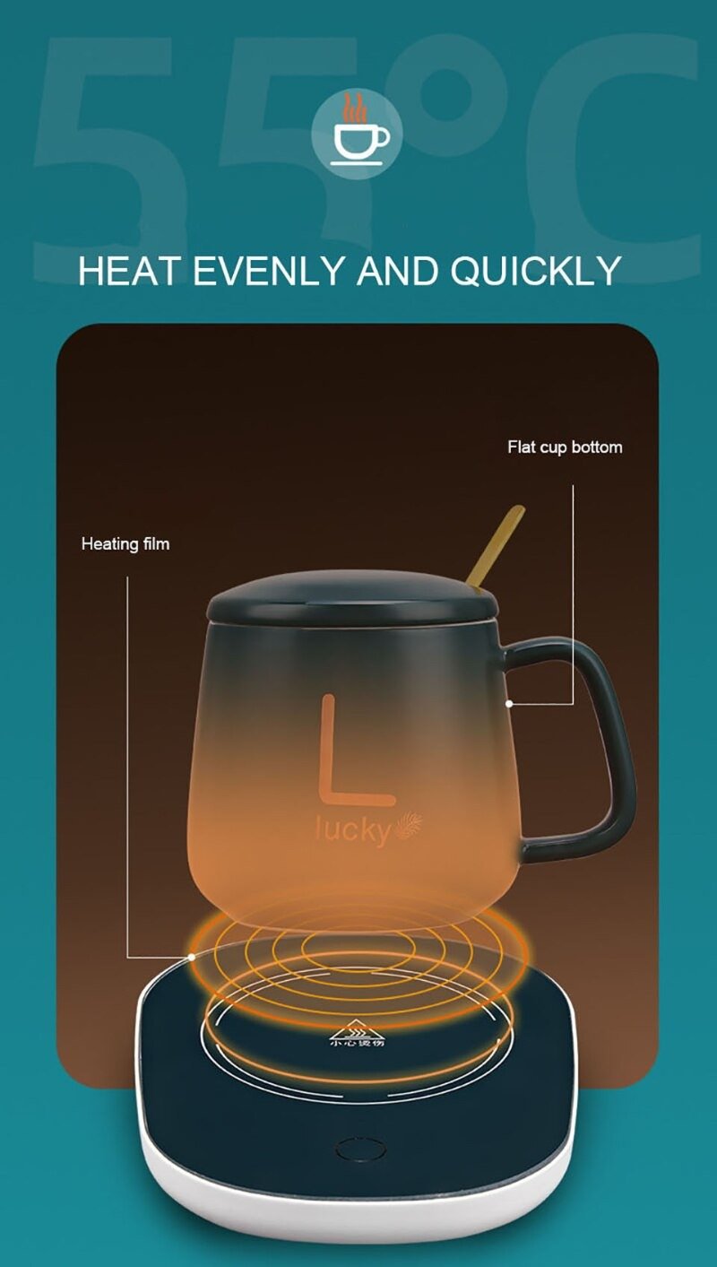 Finelylove Coffee Mug Warmer & Mug Set,Self Heating Mug With